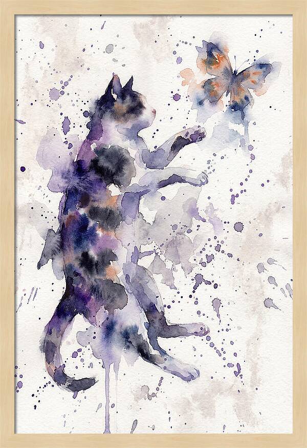 Cat Chasing A Butterfly