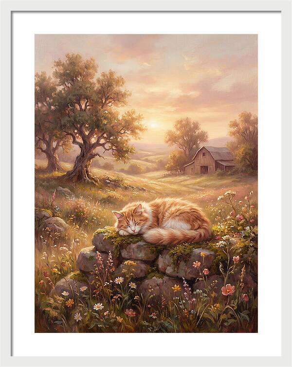 Cat In Serene Landscape