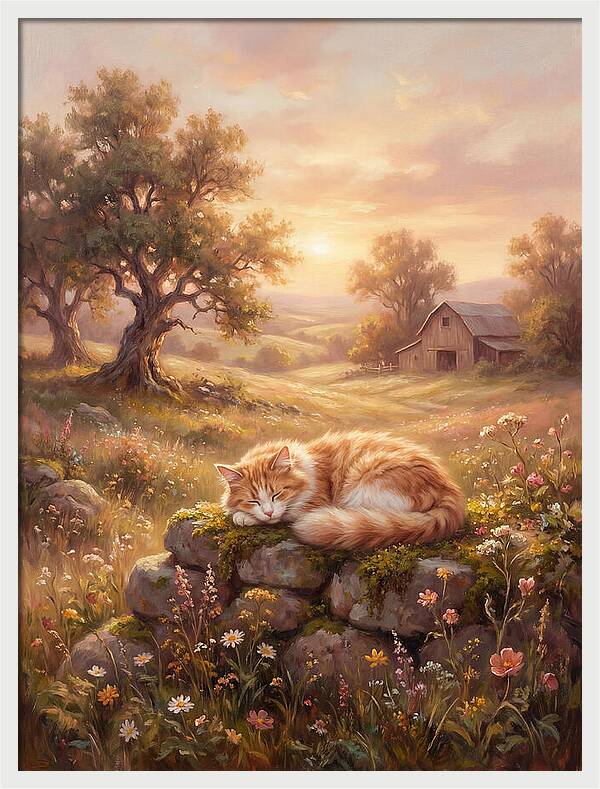 Cat In Serene Landscape