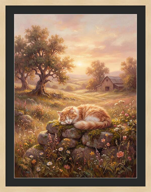 Cat In Serene Landscape