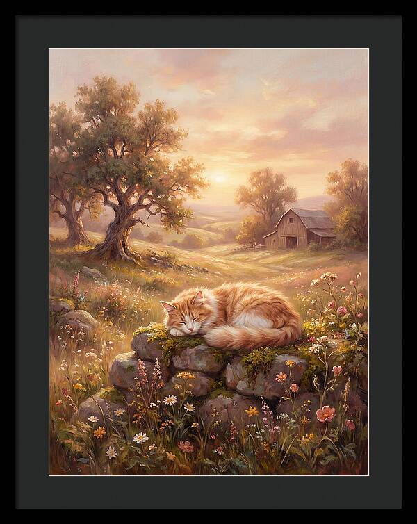 Cat In Serene Landscape