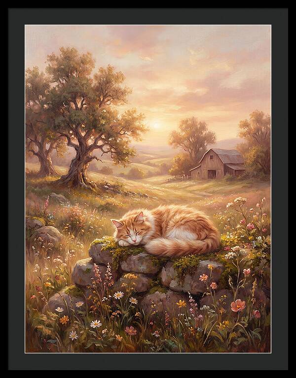 Cat In Serene Landscape