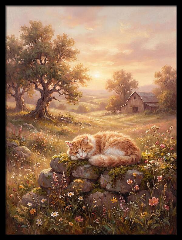 Cat In Serene Landscape