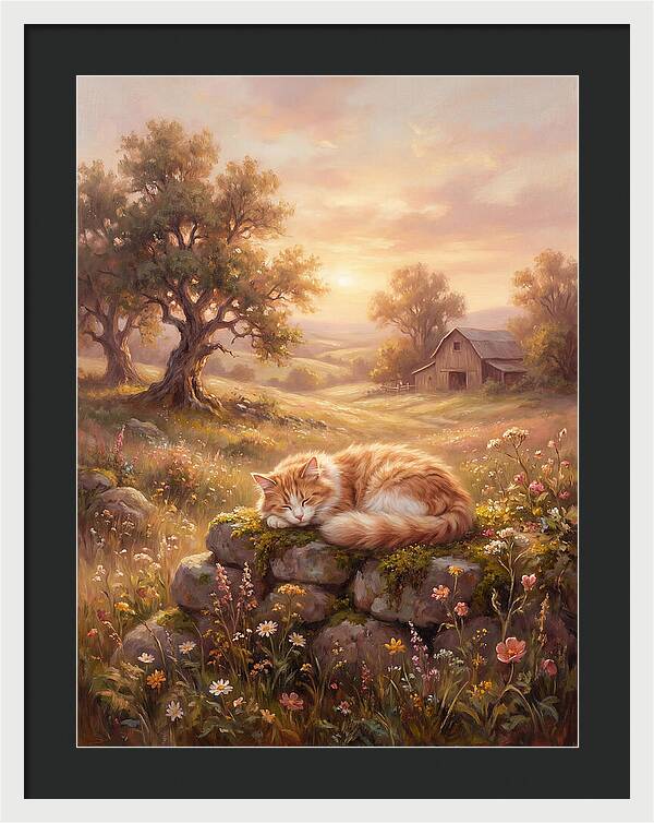 Cat In Serene Landscape