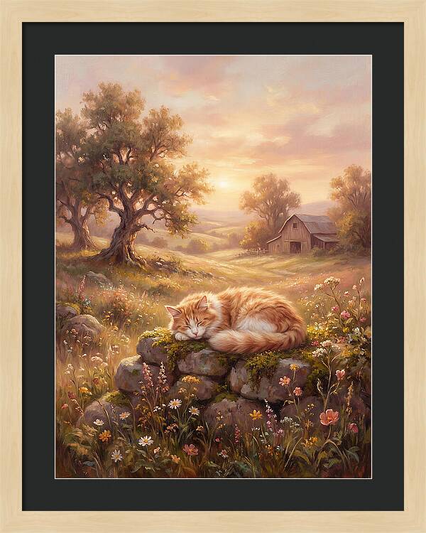 Cat In Serene Landscape