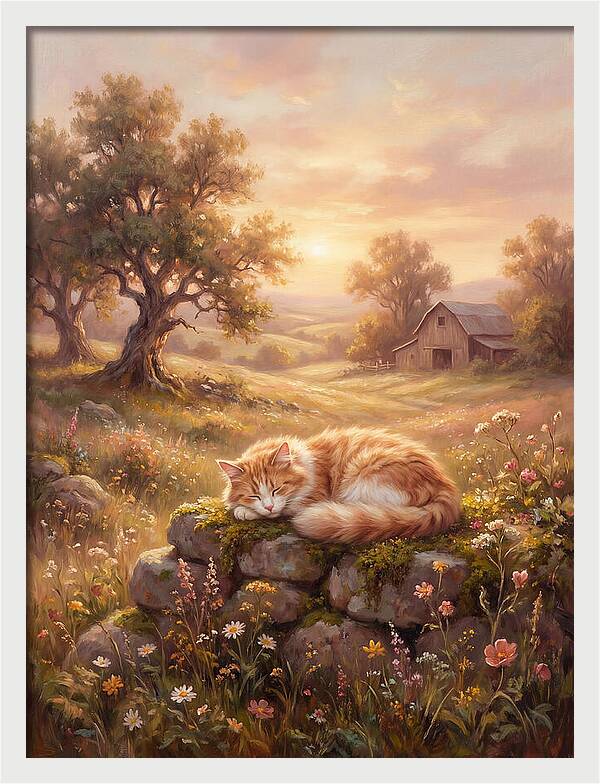 Cat In Serene Landscape