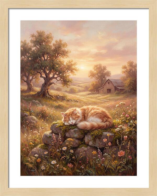 Cat In Serene Landscape