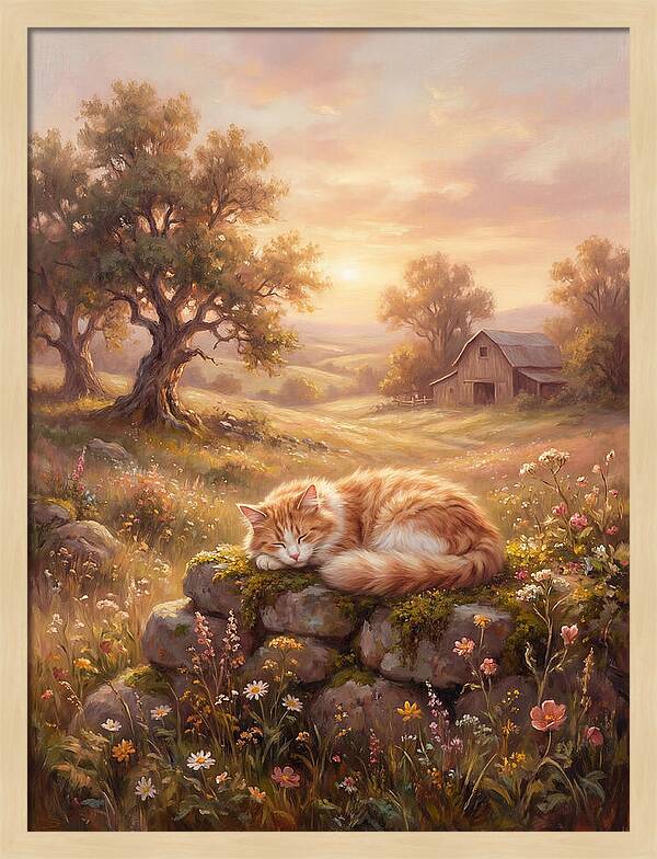 Cat In Serene Landscape