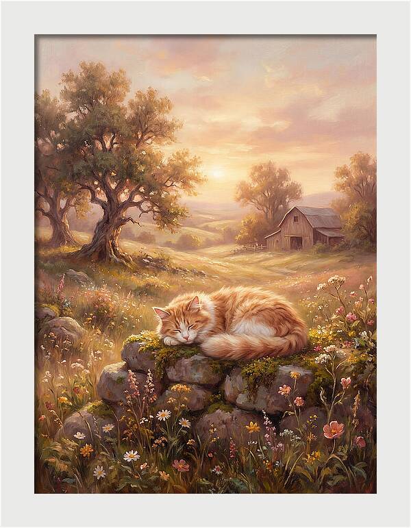 Cat In Serene Landscape