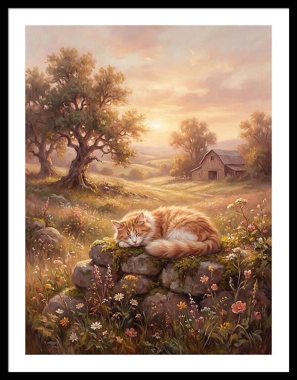 Cat In Serene Landscape