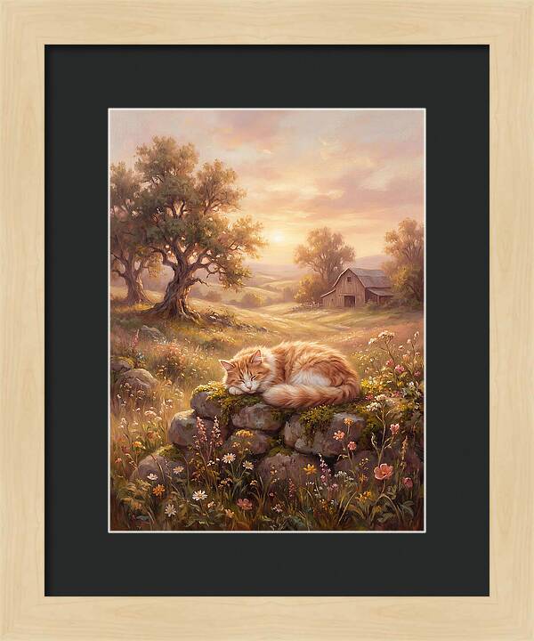 Cat In Serene Landscape