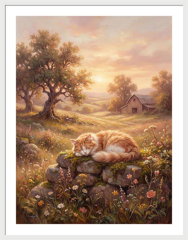 Cat In Serene Landscape