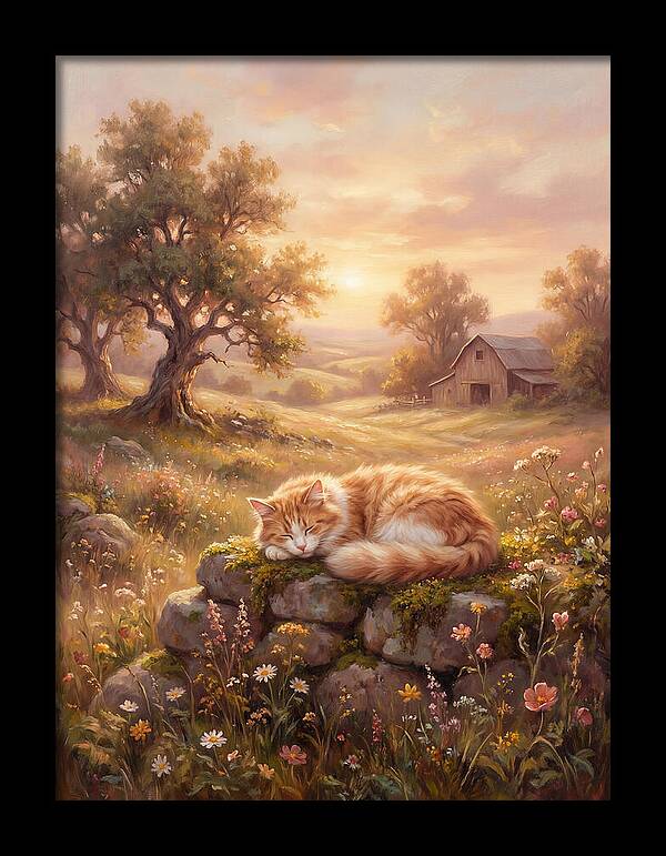 Cat In Serene Landscape