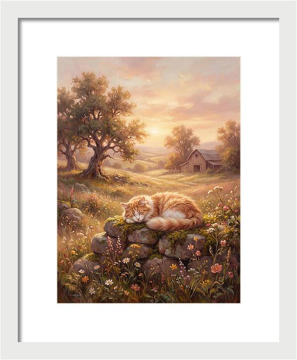 Cat In Serene Landscape