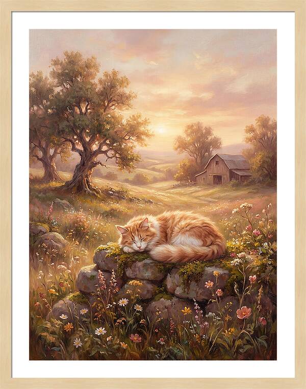 Cat In Serene Landscape