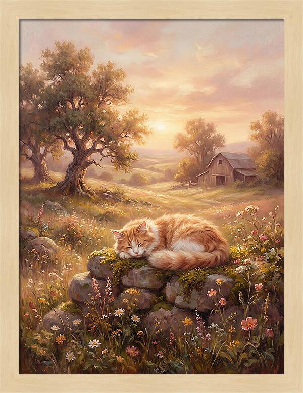 Cat In Serene Landscape