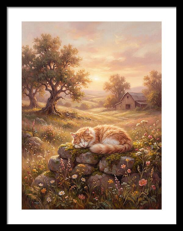 Cat In Serene Landscape