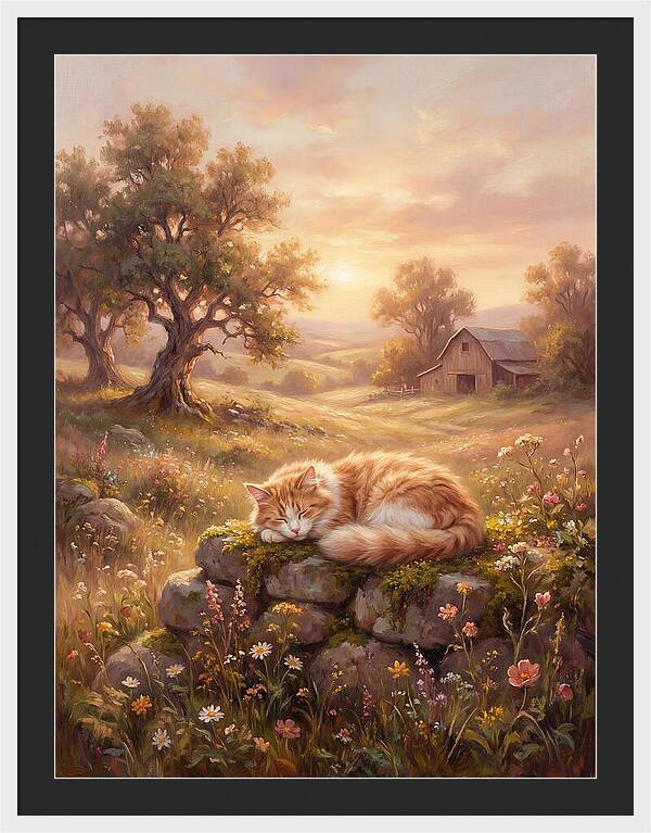 Cat In Serene Landscape