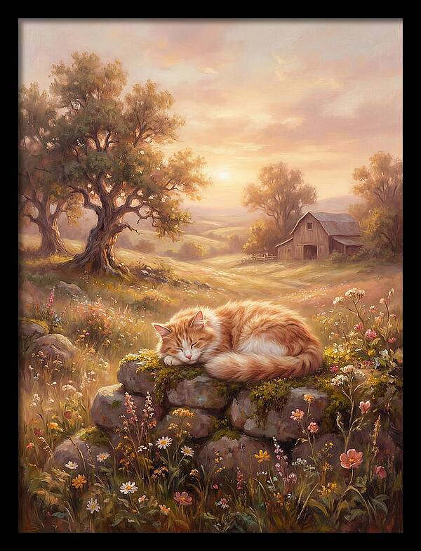 Cat In Serene Landscape