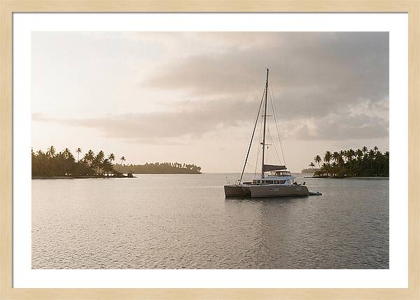 Catamaran Anchored In Tropical Lagoon
