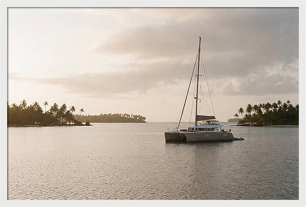 Catamaran Anchored In Tropical Lagoon