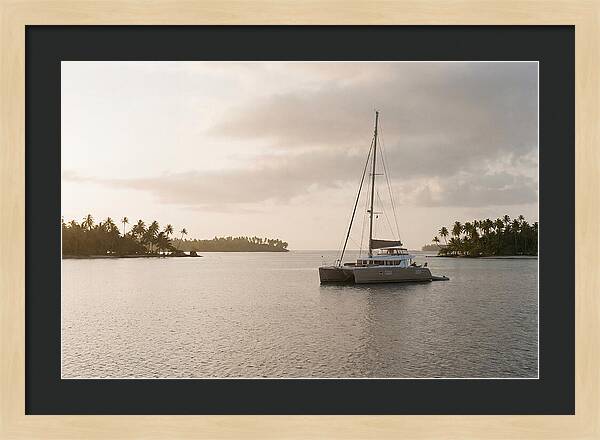Catamaran Anchored In Tropical Lagoon
