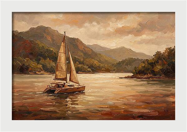 Catamaran Sailing In Tranquil Waters
