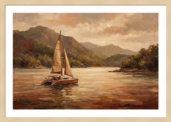 Catamaran Sailing In Tranquil Waters