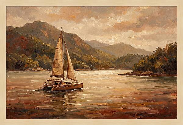 Catamaran Sailing In Tranquil Waters