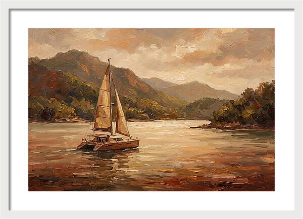 Catamaran Sailing In Tranquil Waters
