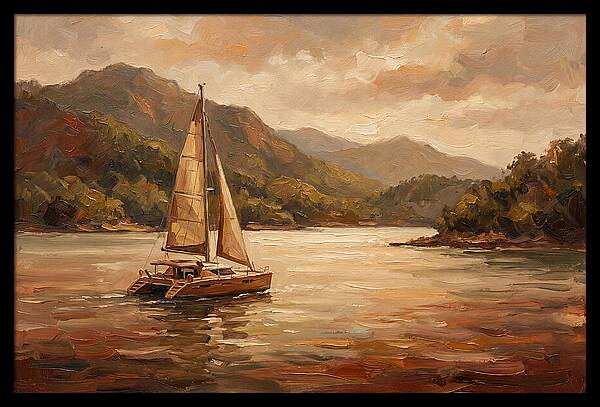 Catamaran Sailing In Tranquil Waters