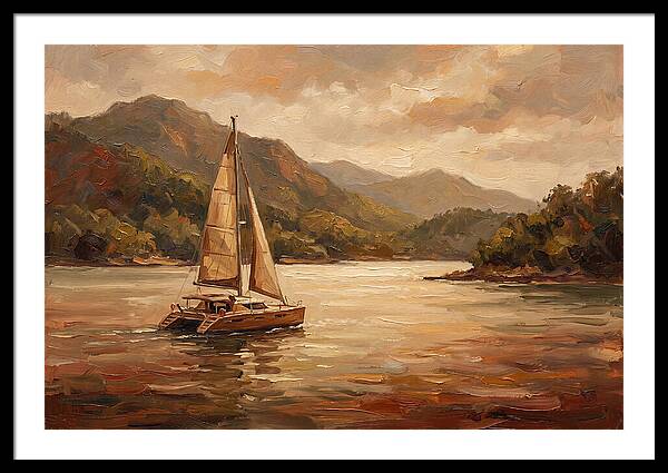 Catamaran Sailing In Tranquil Waters
