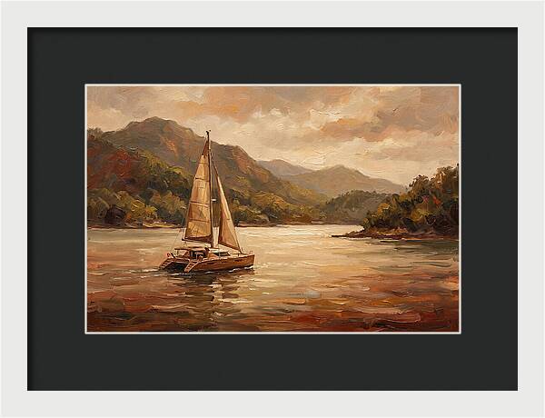 Catamaran Sailing In Tranquil Waters