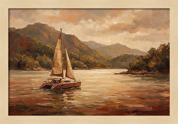 Catamaran Sailing In Tranquil Waters
