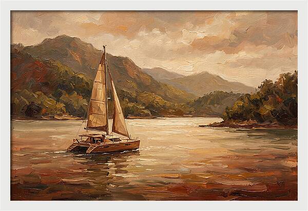 Catamaran Sailing In Tranquil Waters