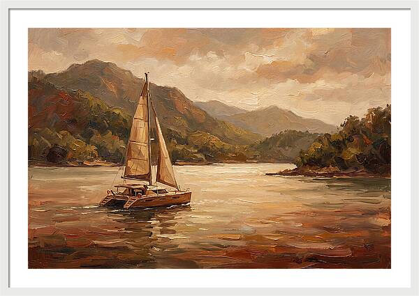 Catamaran Sailing In Tranquil Waters