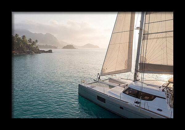 Catamaran Sailing In Tropical Paradise