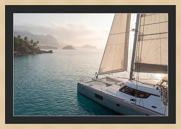 Catamaran Sailing In Tropical Paradise