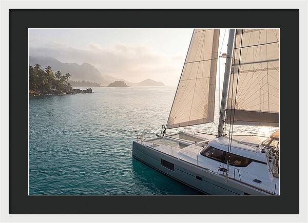 Catamaran Sailing In Tropical Paradise