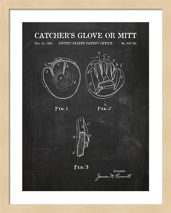 Catcher's Glove Or Mitt Chalkboard Patent Us862760a
