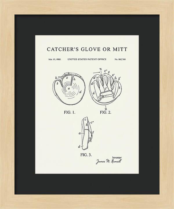 Catcher's Glove Or Mitt Minimalist Patent Us862760a