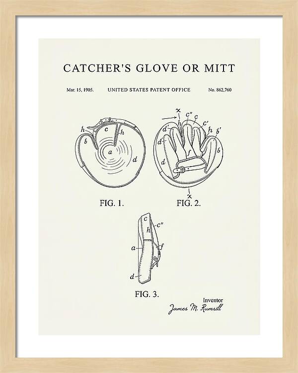 Catcher's Glove Or Mitt Minimalist Patent Us862760a