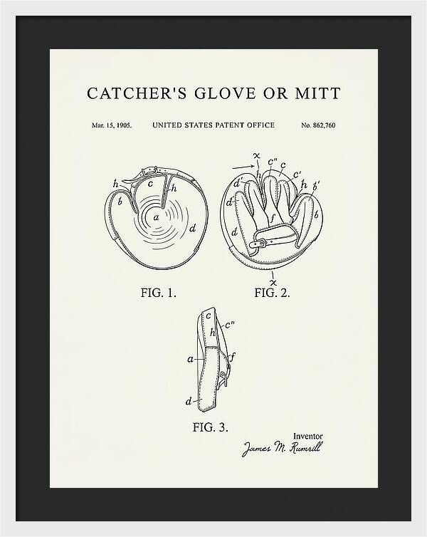 Catcher's Glove Or Mitt Minimalist Patent Us862760a