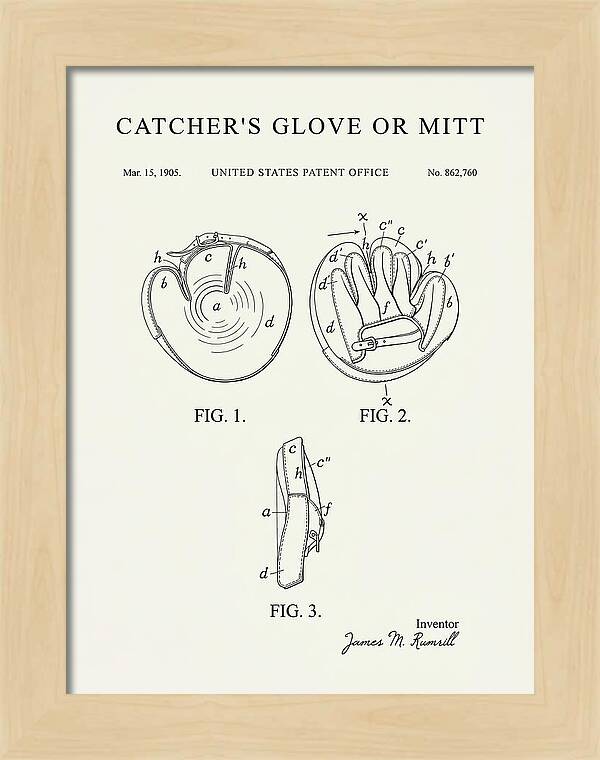 Catcher's Glove Or Mitt Minimalist Patent Us862760a
