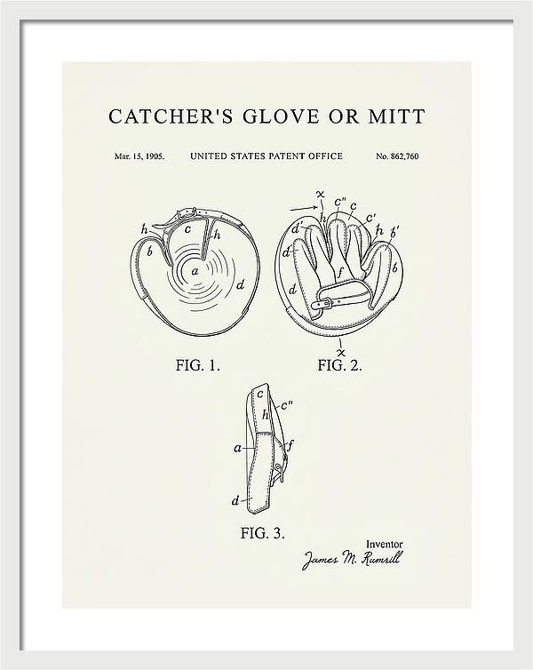 Catcher's Glove Or Mitt Minimalist Patent Us862760a