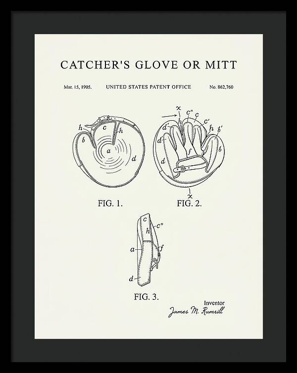 Catcher's Glove Or Mitt Minimalist Patent Us862760a