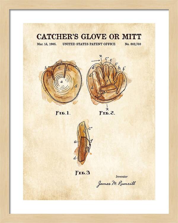 Catcher's Glove Or Mitt Watercolor Patent Us862760a