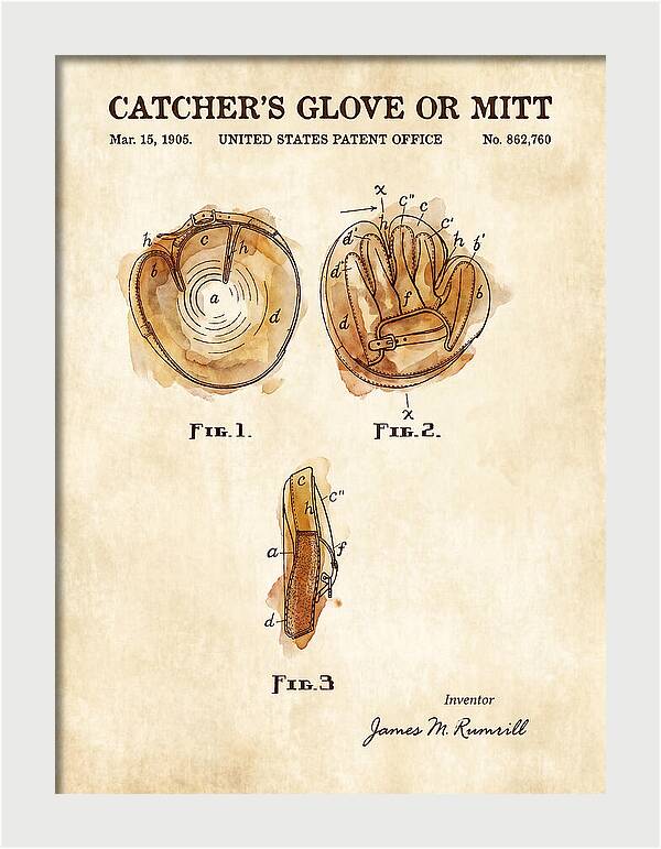 Catcher's Glove Or Mitt Watercolor Patent Us862760a