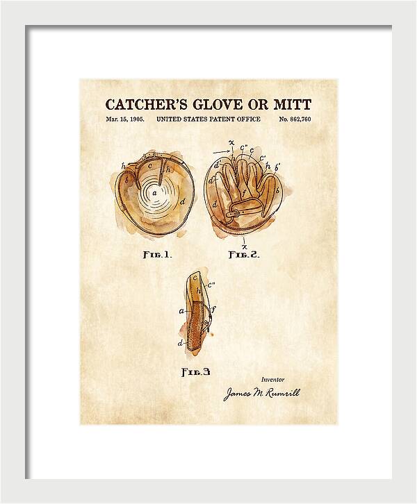 Catcher's Glove Or Mitt Watercolor Patent Us862760a
