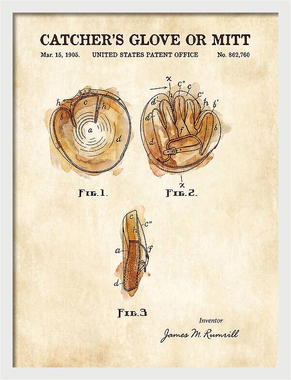 Catcher's Glove Or Mitt Watercolor Patent Us862760a